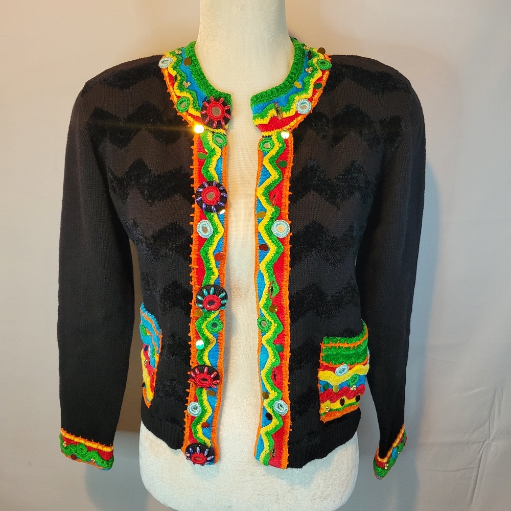 Berek Takako Sakon Womens Cardigan Black Size S Large Button Front Long Sleeve